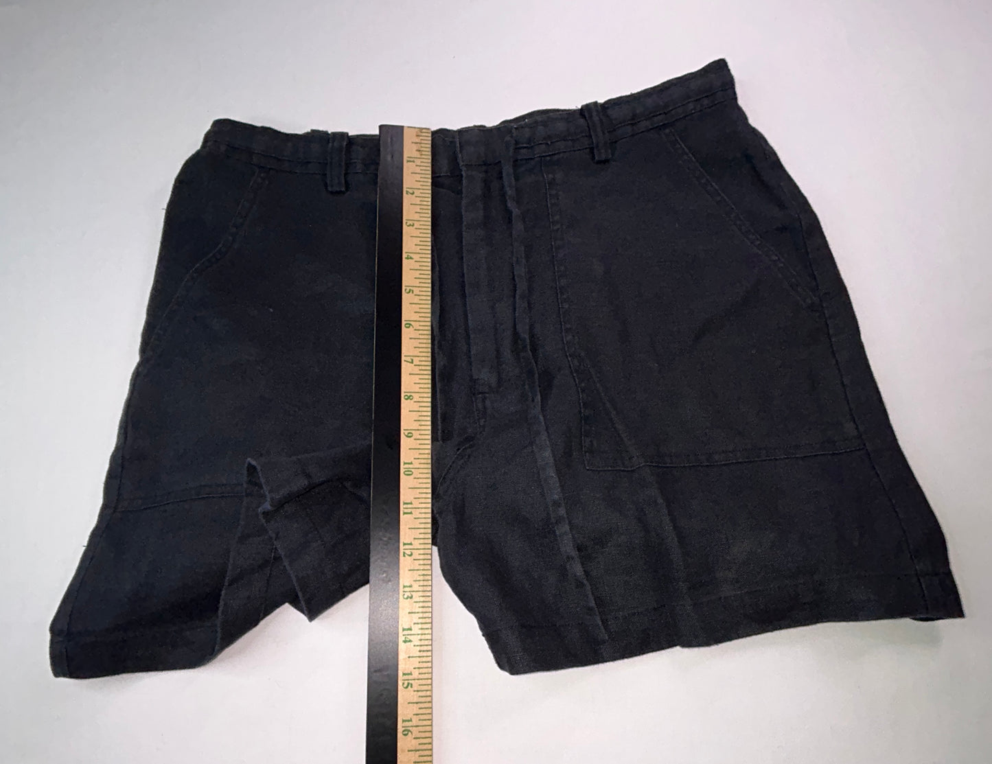 Eddie Bauer 100% Linen Shorts Women's Size 10 Black Drawstring Casual