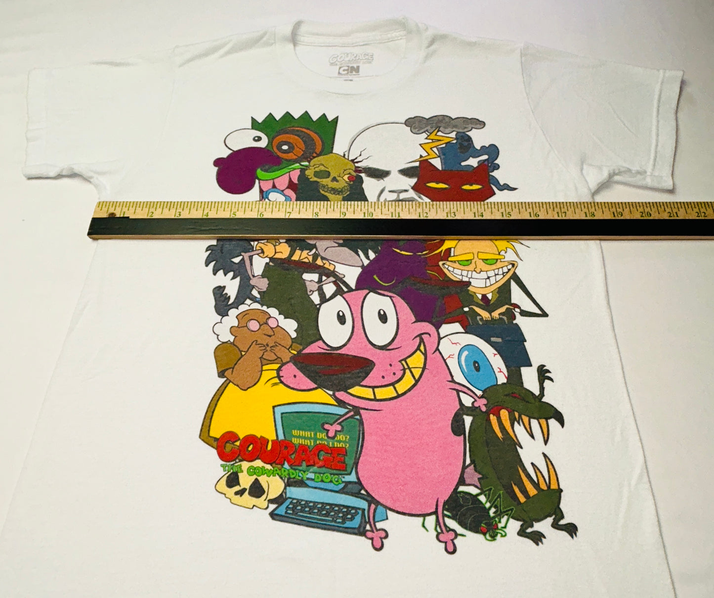 Courage The Cowardly Dog Cartoon Network Graphic T Shirt White Small