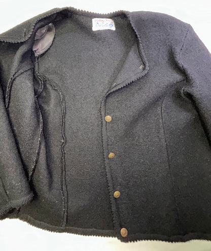 Vintage Tally-Ho Black Knit Cardigan Sweater Gold Button Front Women's