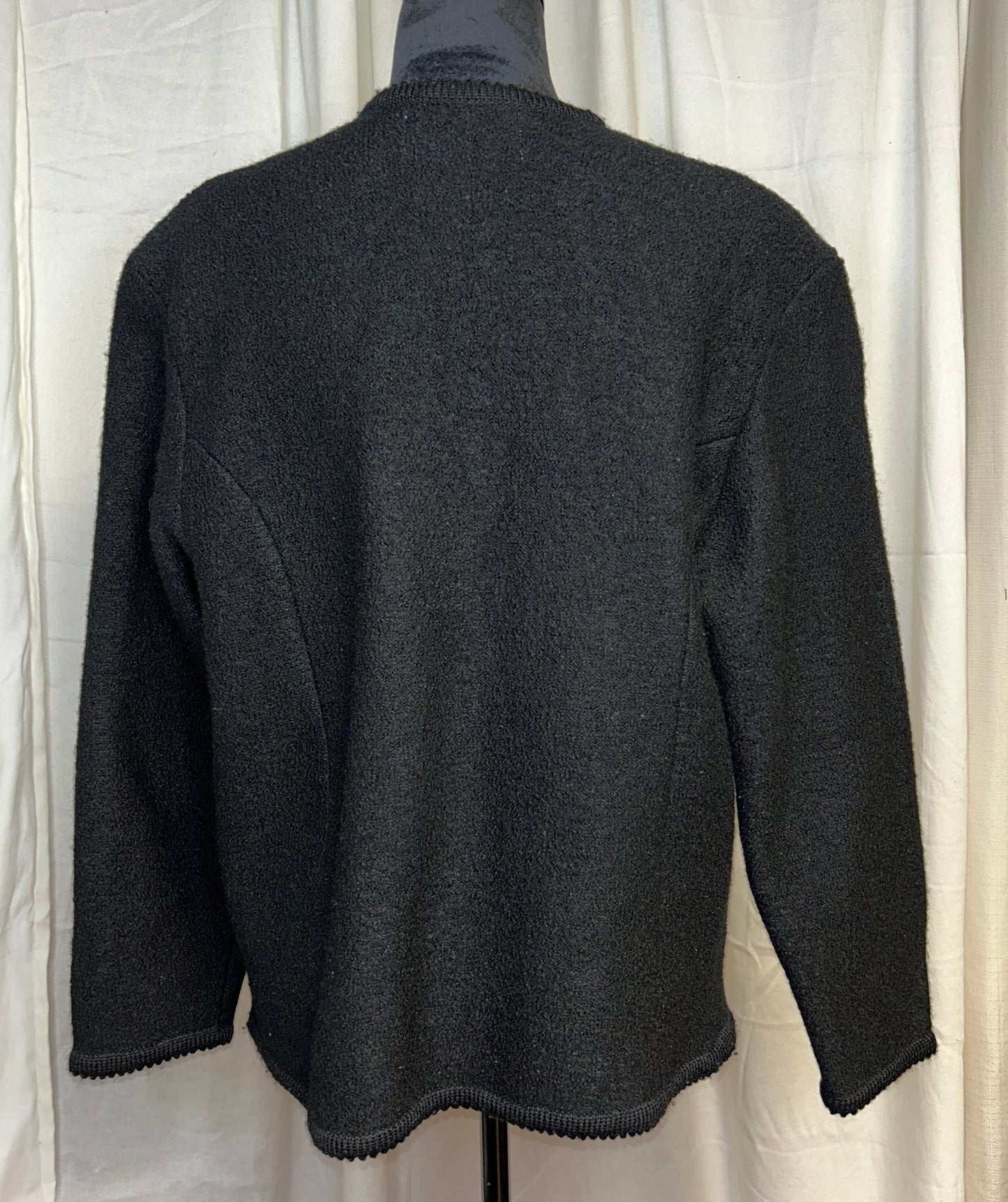Vintage Tally-Ho Black Knit Cardigan Sweater Gold Button Front Women's