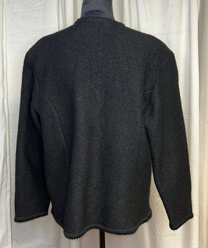 Vintage Tally-Ho Black Knit Cardigan Sweater Gold Button Front Women's