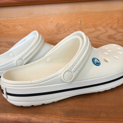 Crocs Classic Clog White Black Stripe Unisex Comfort Shoes Size M7 W9 Preowned