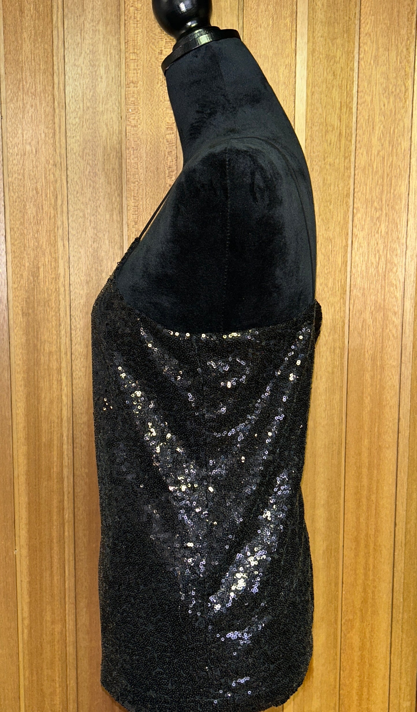 Joe Fresh Black Sequin Tank Top Women's Large Layered Party Holiday Cami