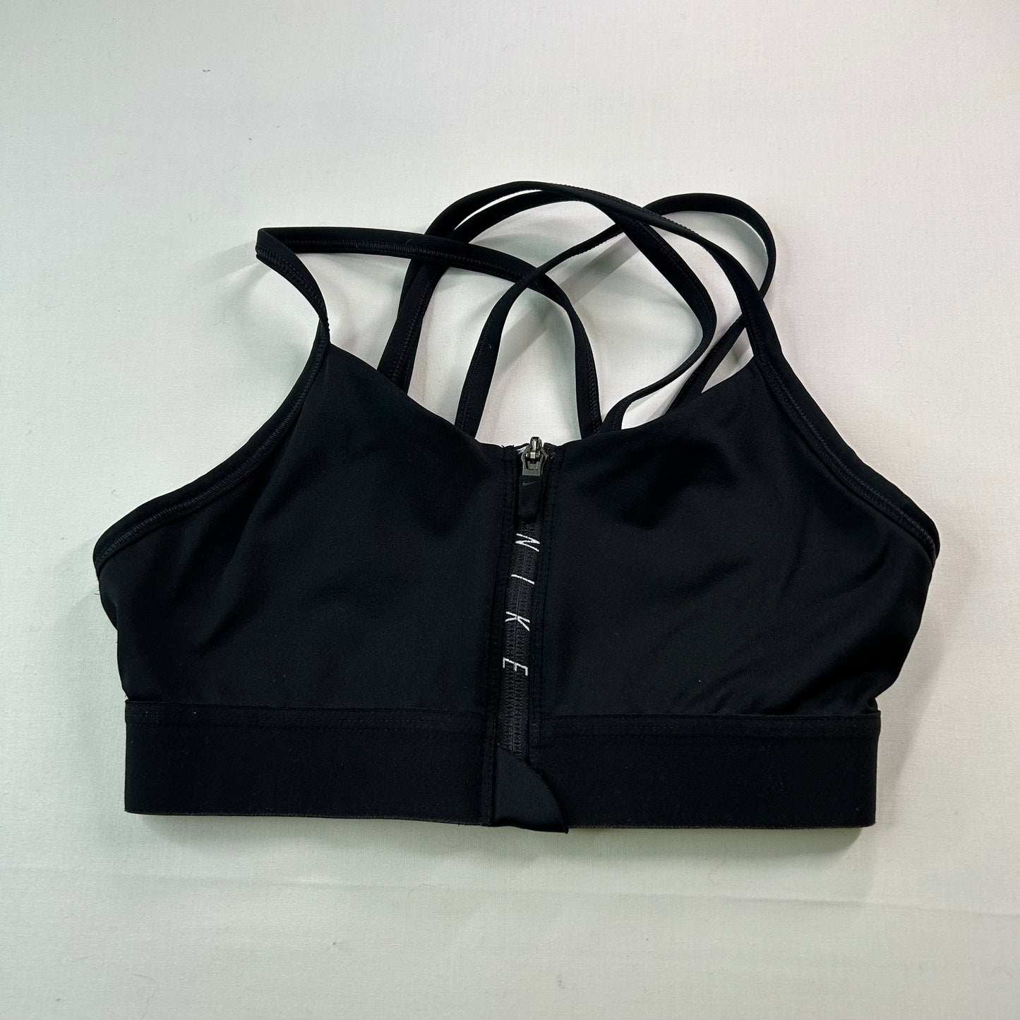 Nike Dri Fit Sports Bra Black Strappy Medium Support Athletic Workout