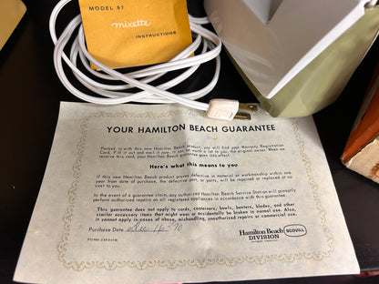 Vintage Hamilton Beach Model 97 Mixette Hand Mixer with Box & Manual – Working 1970 Kitchen Appliance