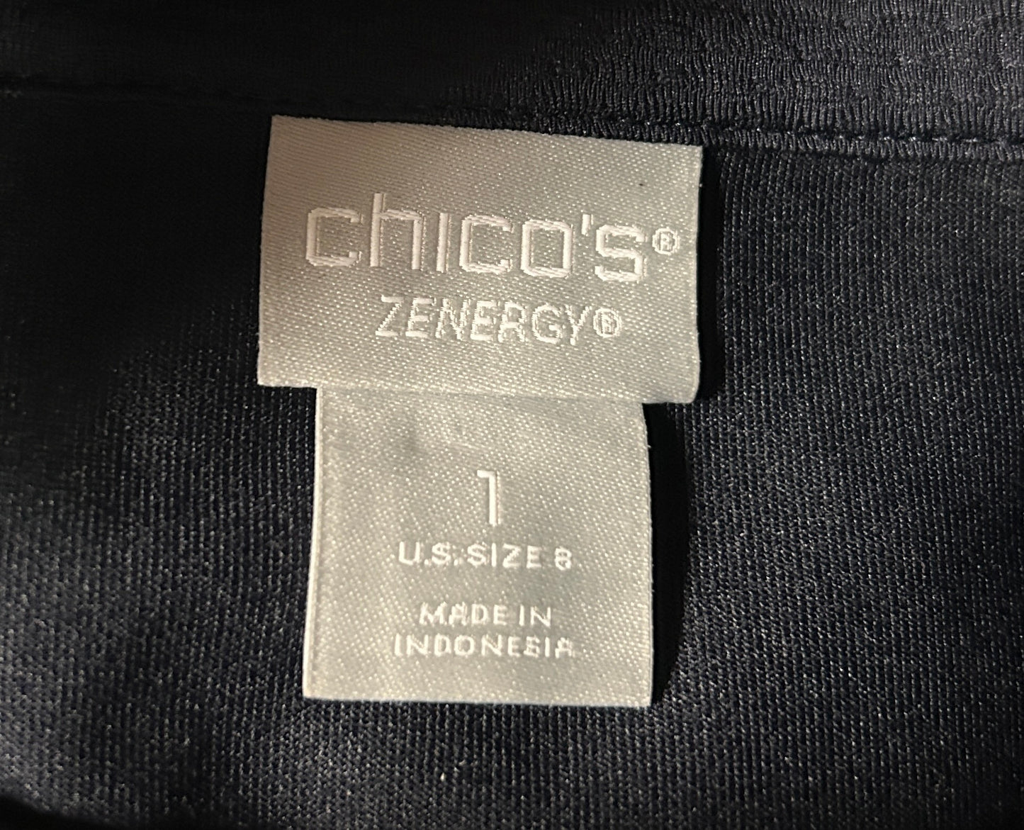 Chico's Zenergy Jacket Size 8 Navy Full Zip Athletic Travel Jacket
