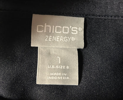Chico's Zenergy Jacket Size 8 Navy Full Zip Athletic Travel Jacket