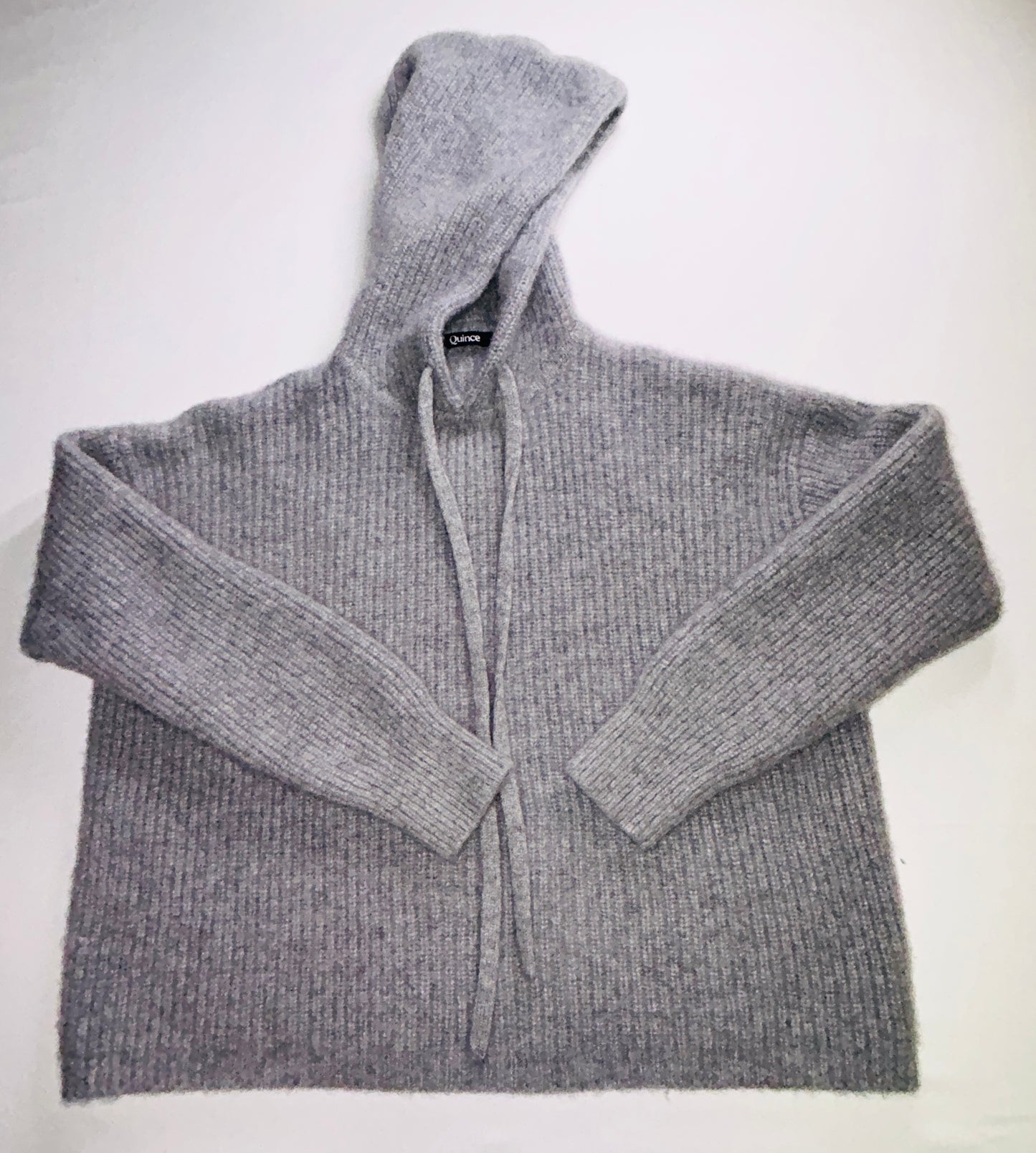Quince 100% Cashmere Hoodie Sweater Women's XS Gray Pullover Luxury Knit