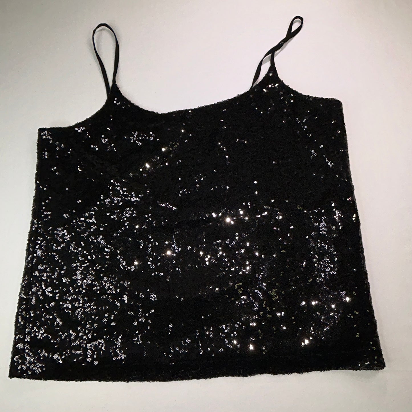 Joe Fresh Black Sequin Tank Top Women's Large Layered Party Holiday Cami