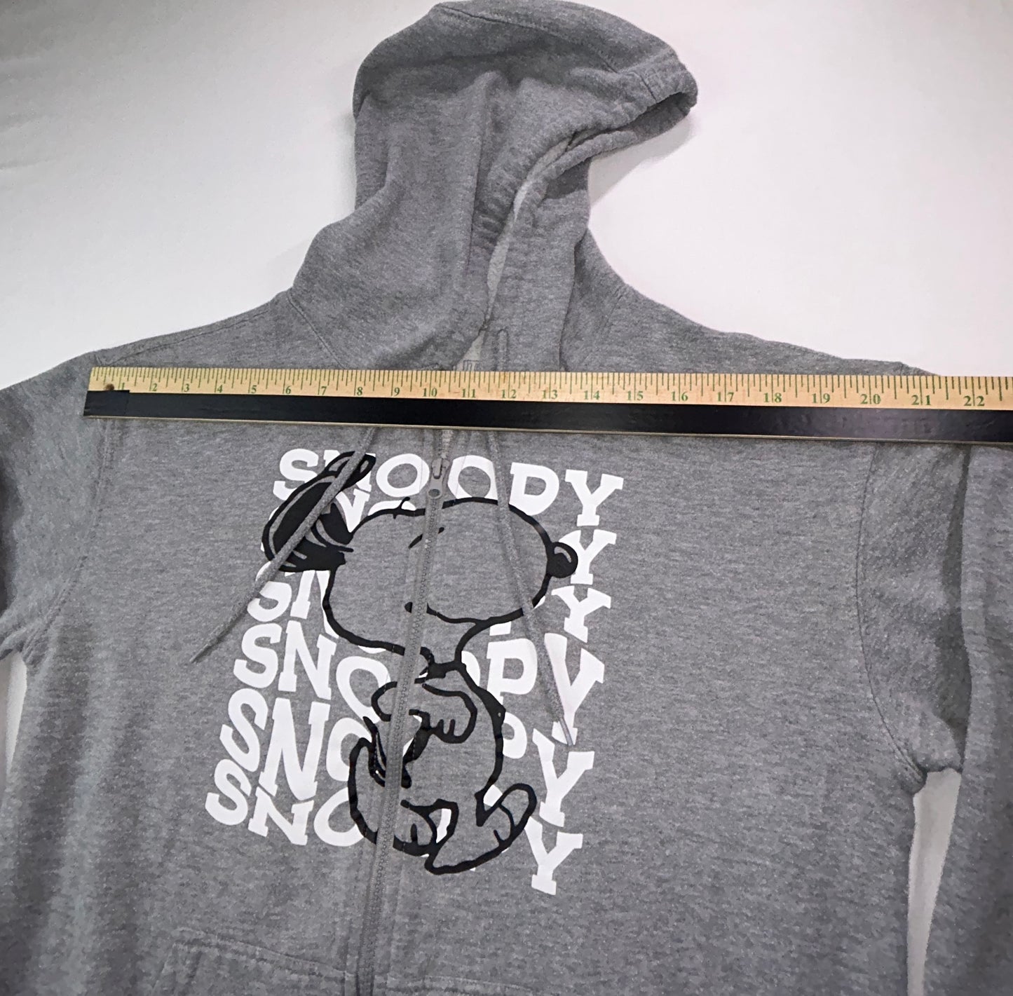 Peanuts Snoopy Full Zip Hoodie Sweatshirt Gray Size Small Fleece Lined Graphic
