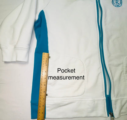 Lauren Ralph Lauren Active Jacket Womens 1X White Blue Full Zip Mock Neck Athletic