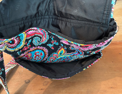 Vera Bradley Paisley Crossbody Messenger Bag Quilted Cotton Pink Blue Black