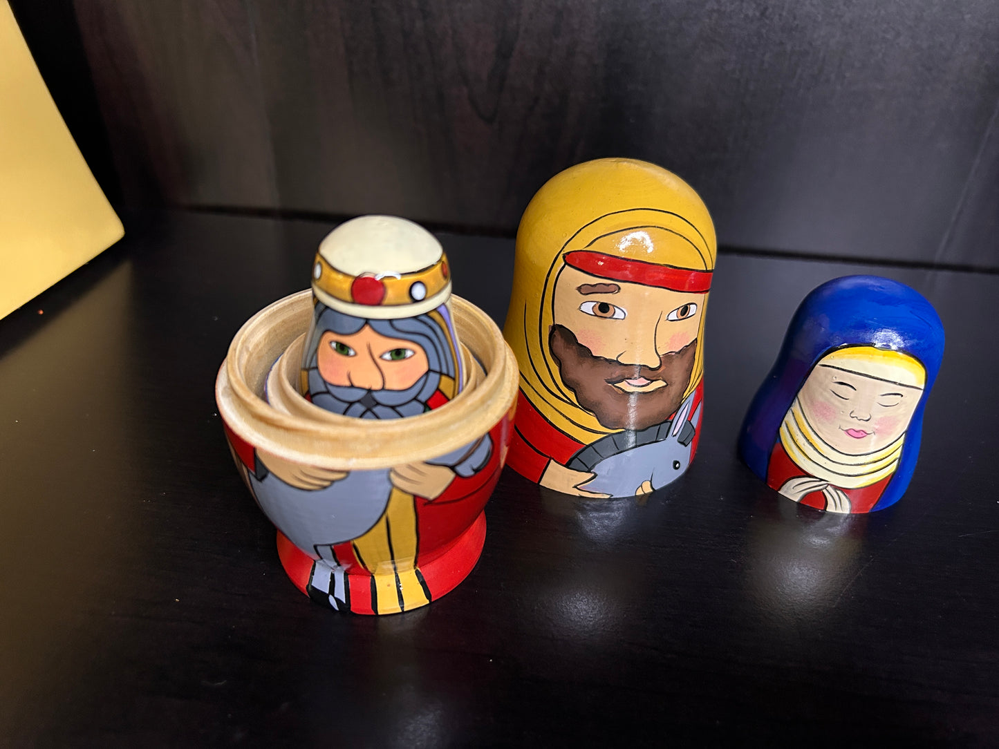 Hand Painted Nativity Nesting Dolls - Wooden Matryoshka Style Christmas Nativity Set