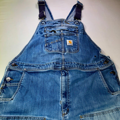 Carhartt Bib Overalls Men's 44x30 Light Wash Denim Carpenter Workwear Y2K
