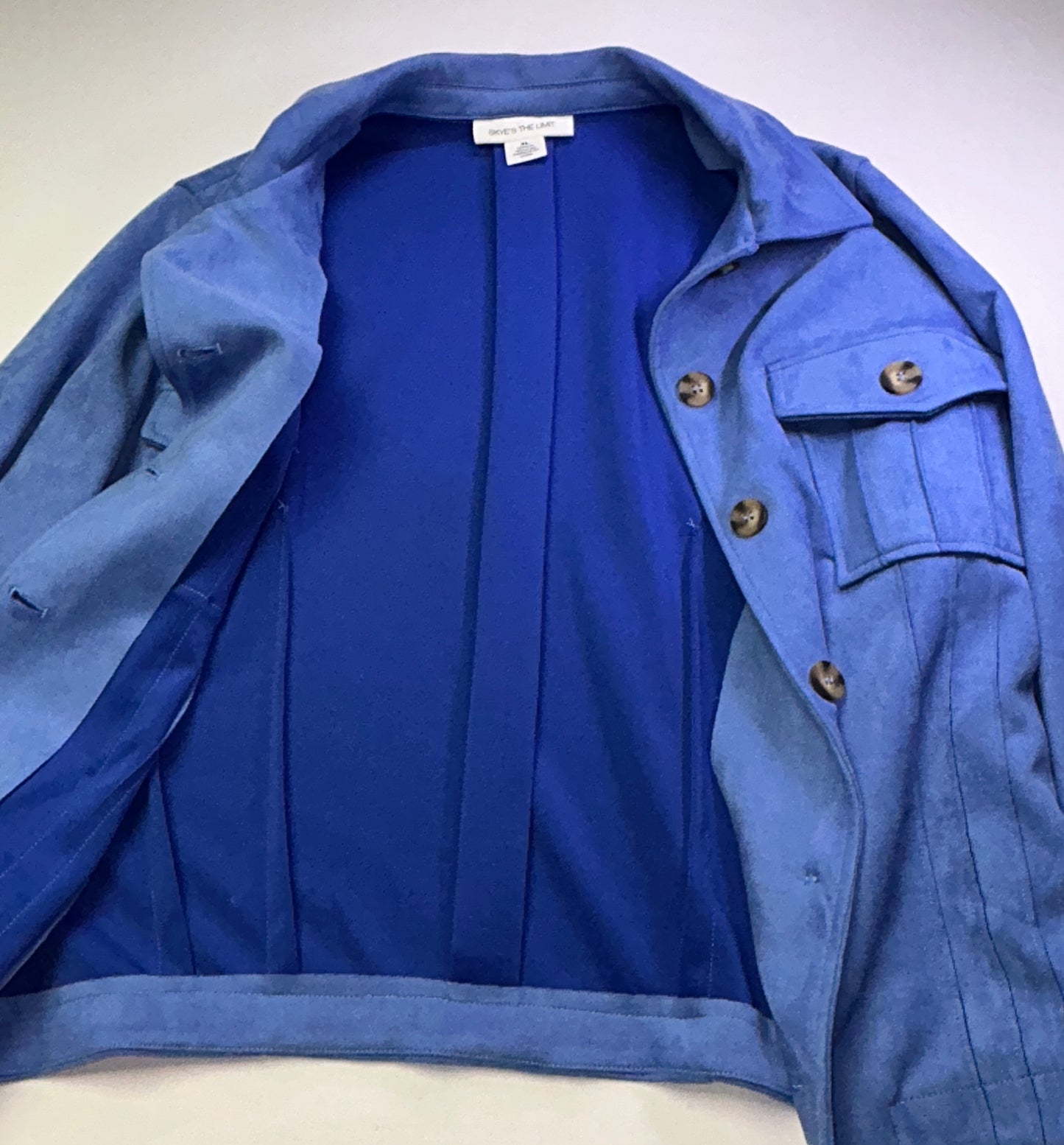 Skye's The Limit Women's XL Blue Faux Suede Button Front Jacket