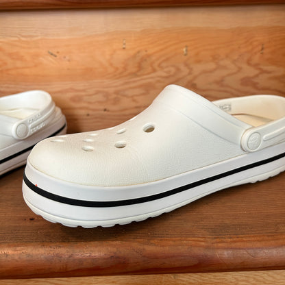 Crocs Classic Clog White Black Stripe Unisex Comfort Shoes Size M7 W9 Preowned