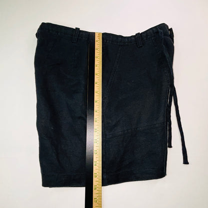 Eddie Bauer 100% Linen Shorts Women's Size 10 Black Drawstring Casual