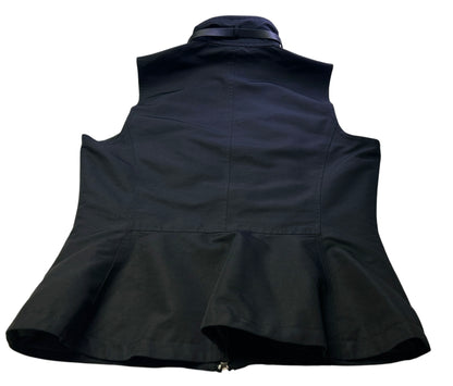 Lauren Ralph Lauren Utility Vest Womens Medium Black Zip Front Belted Collar Safari