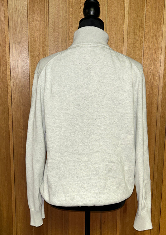 Tommy Hilfiger Quarter Zip Sweater Women's Large Ivory Knit Pullover