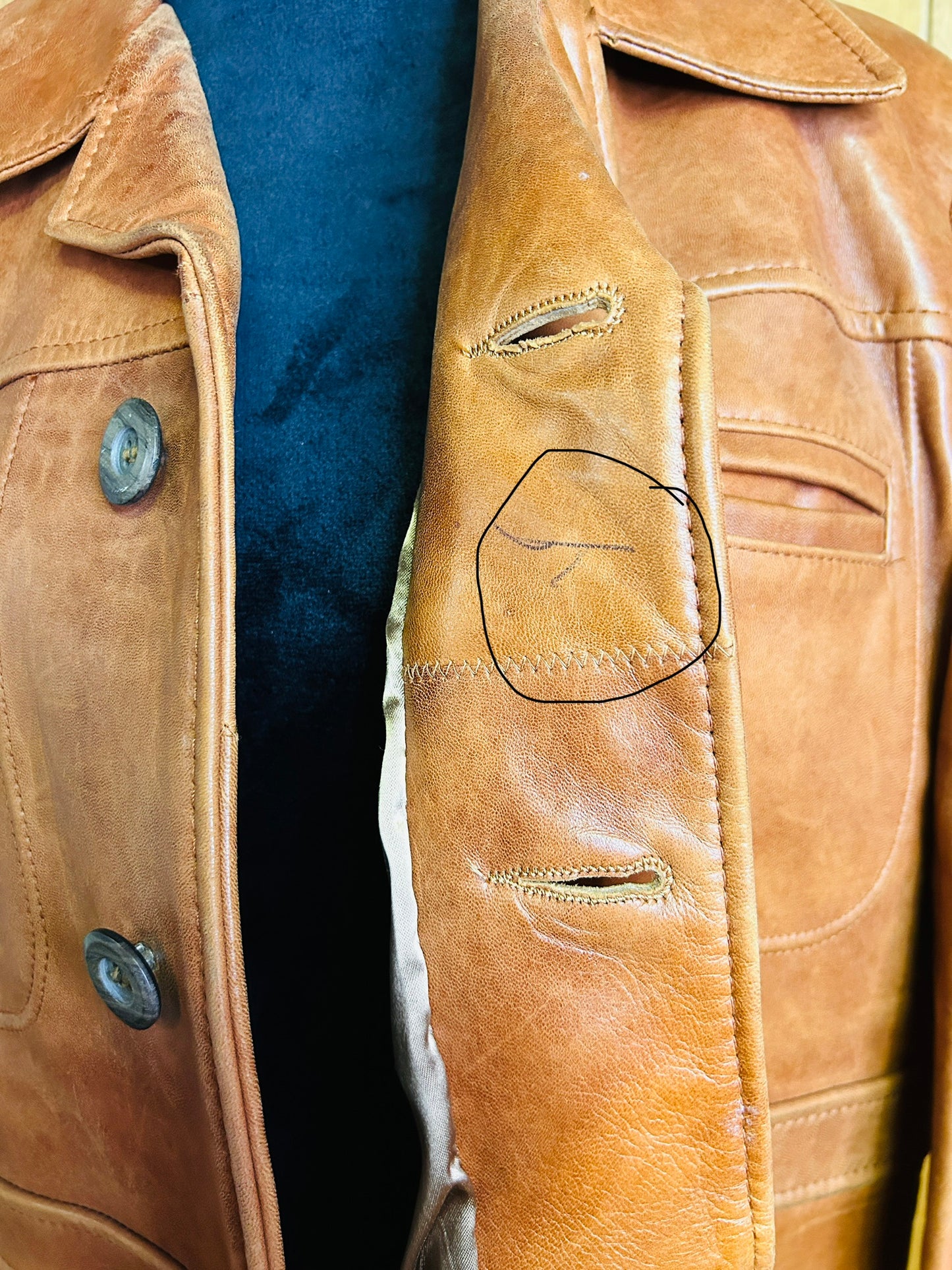 Vintage 70s Men's Cresco Leather Jacket Tan/Cognac Size 42 Men