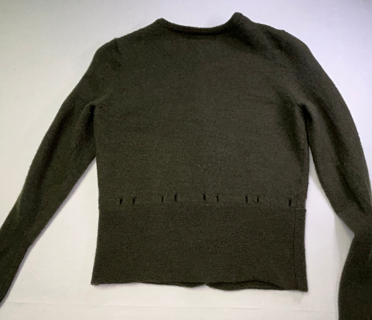 Sarah Spencer 100% Merino Wool Cardigan Olive Green Button Front Small