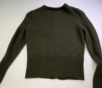 Sarah Spencer 100% Merino Wool Cardigan Olive Green Button Front Small