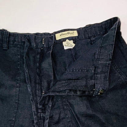 Eddie Bauer 100% Linen Shorts Women's Size 10 Black Drawstring Casual