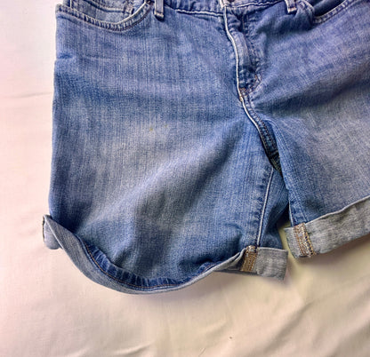 Eddie Bauer Size 4 Blue Denim Boyfriend Cuffed Relaxed Fit Shorts