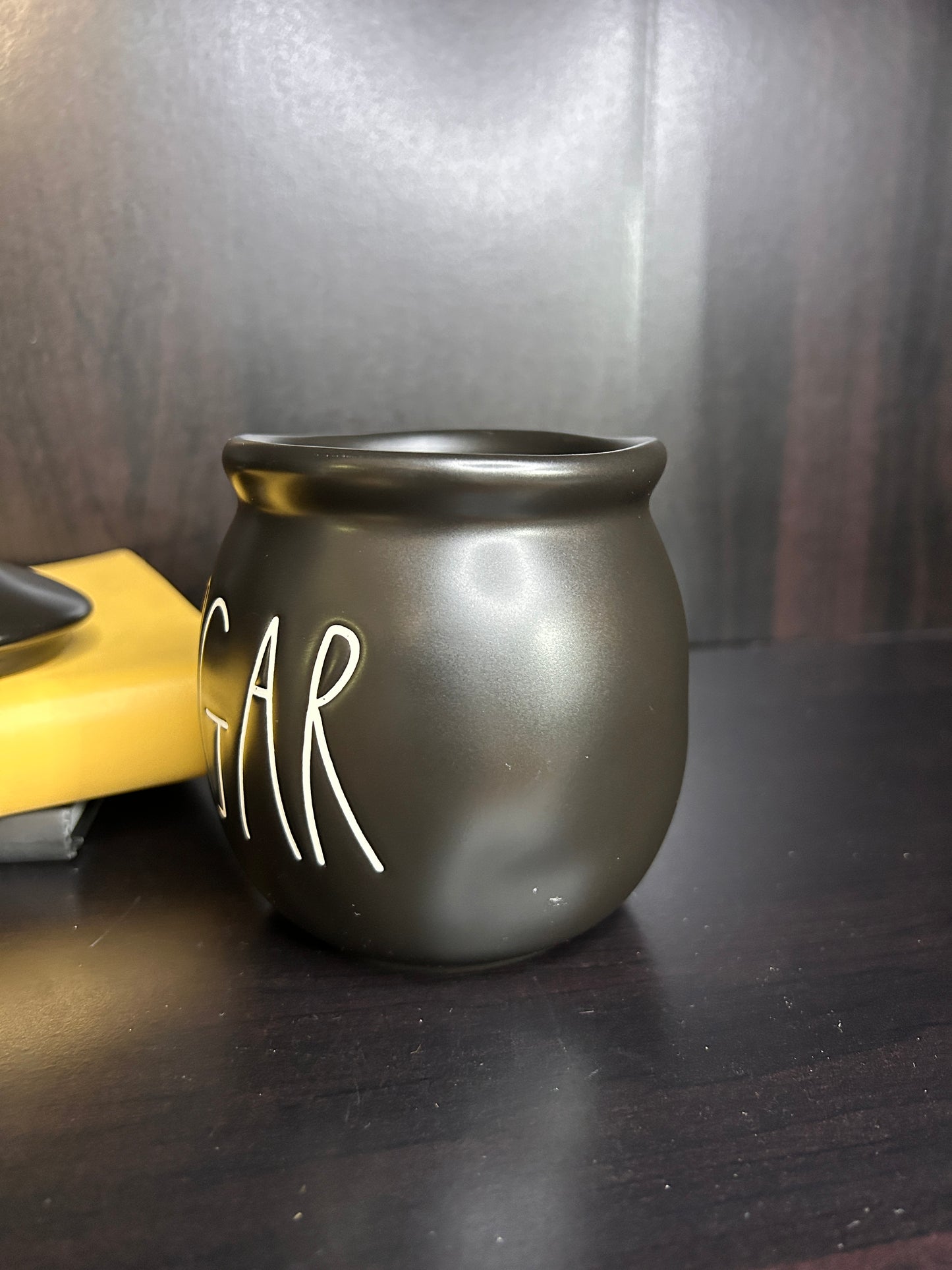 Rae Dunn SUGAR Canister with Lid - Matte Black Farmhouse Kitchen Storage