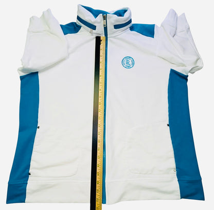 Lauren Ralph Lauren Active Jacket Womens 1X White Blue Full Zip Mock Neck Athletic
