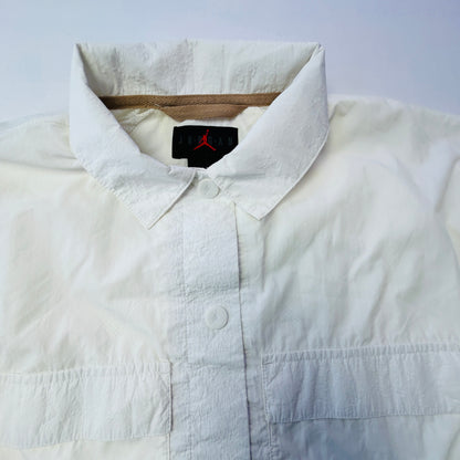 Nike Jordan Flight Windbreaker Jacket White Youth Large Jumpman Snap Front