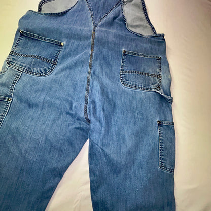 Carhartt Bib Overalls Men's 44x30 Light Wash Denim Carpenter Workwear Y2K