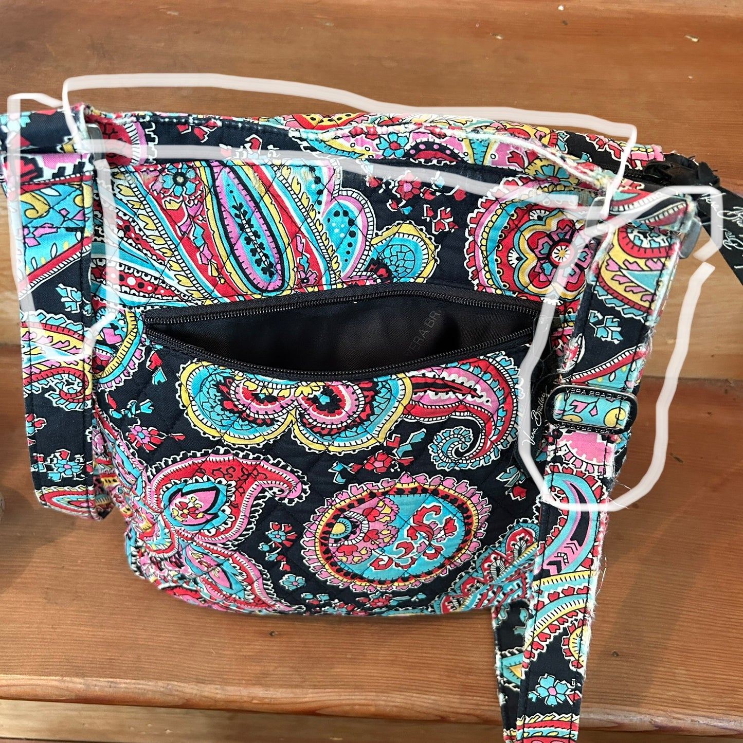 Vera Bradley Paisley Crossbody Messenger Bag Quilted Cotton Pink Blue Black