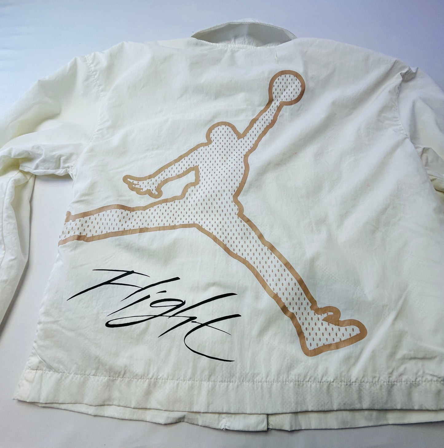 Nike Jordan Flight Windbreaker Jacket White Youth Large Jumpman Snap Front