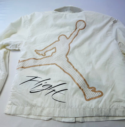 Nike Jordan Flight Windbreaker Jacket White Youth Large Jumpman Snap Front