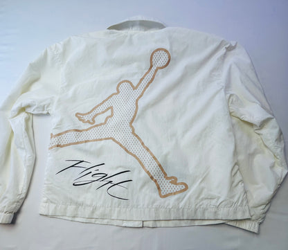 Nike Jordan Flight Windbreaker Jacket White Youth Large Jumpman Snap Front
