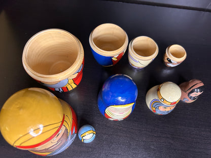 Hand Painted Nativity Nesting Dolls - Wooden Matryoshka Style Christmas Nativity Set