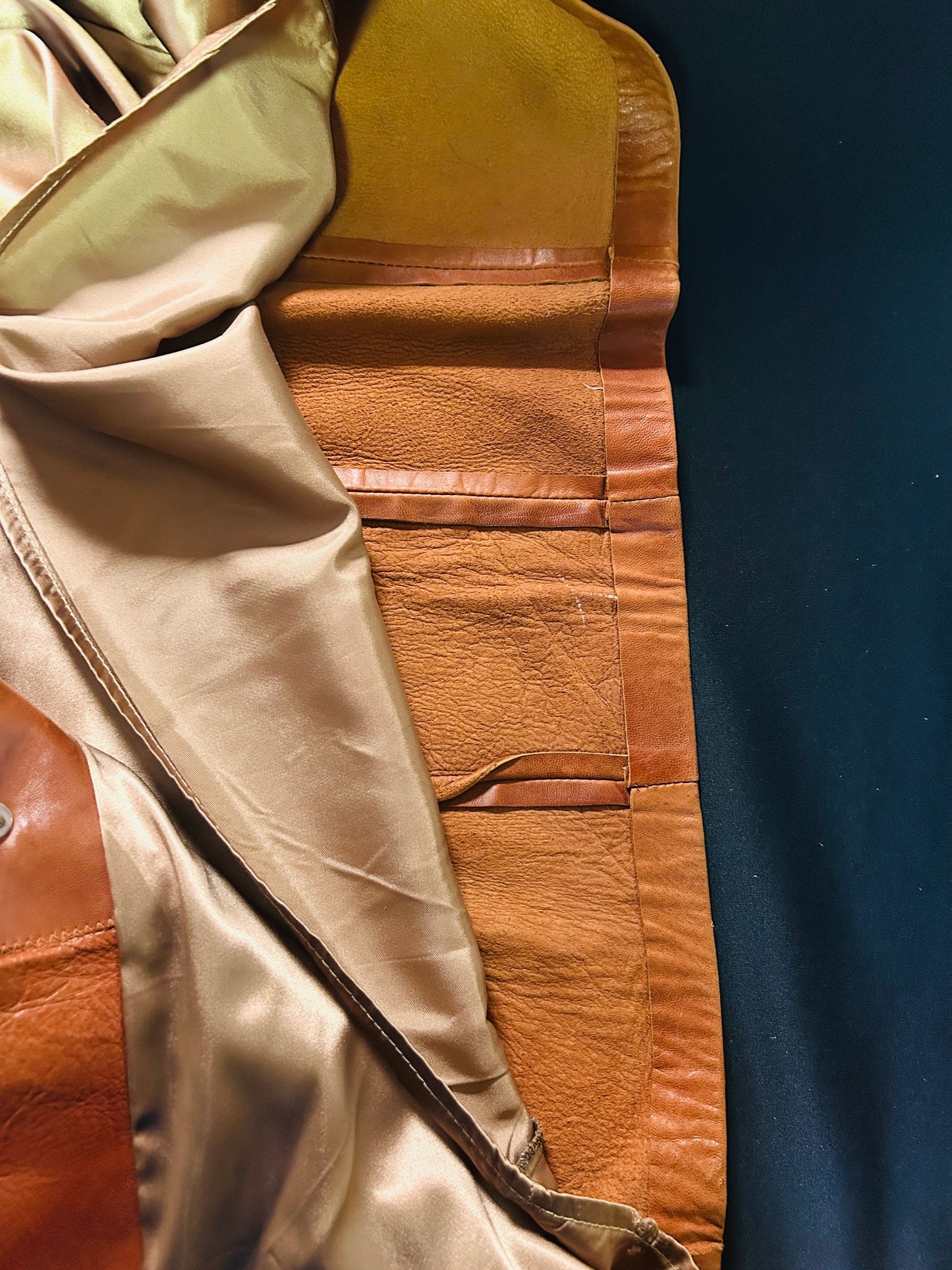 Vintage 70s Men's Cresco Leather Jacket Tan/Cognac Size 42 Men