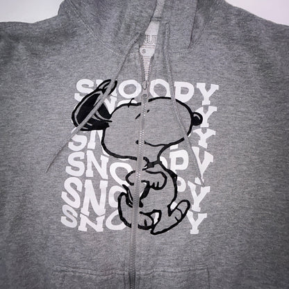 Peanuts Snoopy Full Zip Hoodie Sweatshirt Gray Size Small Fleece Lined Graphic
