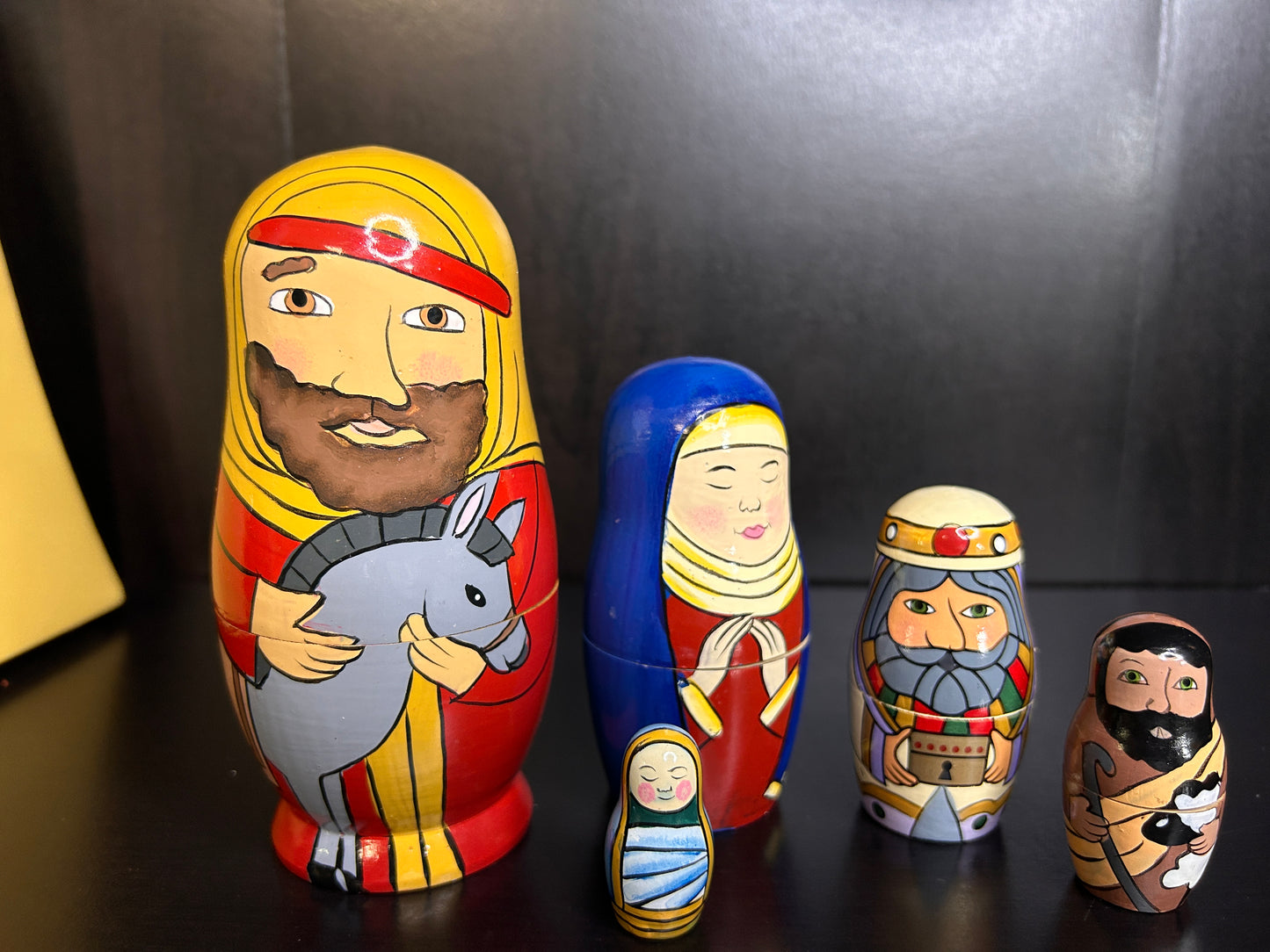 Hand Painted Nativity Nesting Dolls - Wooden Matryoshka Style Christmas Nativity Set