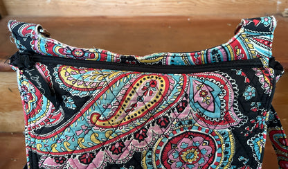 Vera Bradley Paisley Crossbody Messenger Bag Quilted Cotton Pink Blue Black