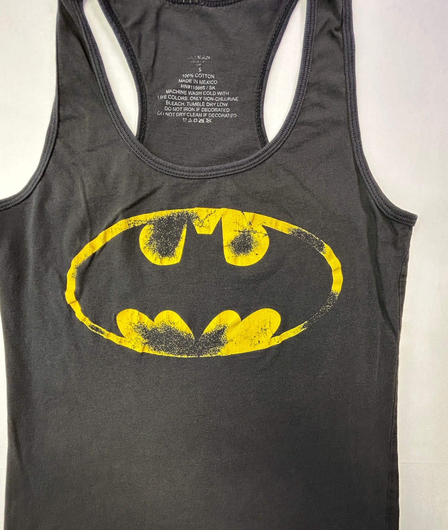Batman Logo Racerback Tank Top Black Graphic DC Comics Women's Size Small