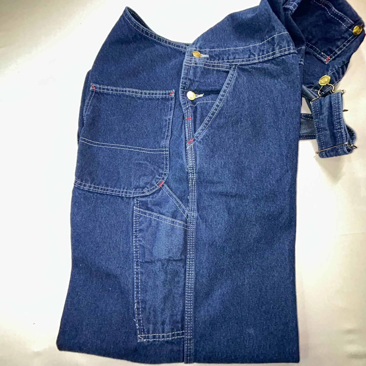Dickies Denim Bib Overalls 44x30 Carpenter Workwear Blue Jeans Overalls