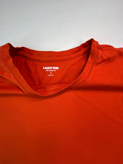 Lands' End Relaxed Fit Long Sleeve T Shirt Orange Women's Small