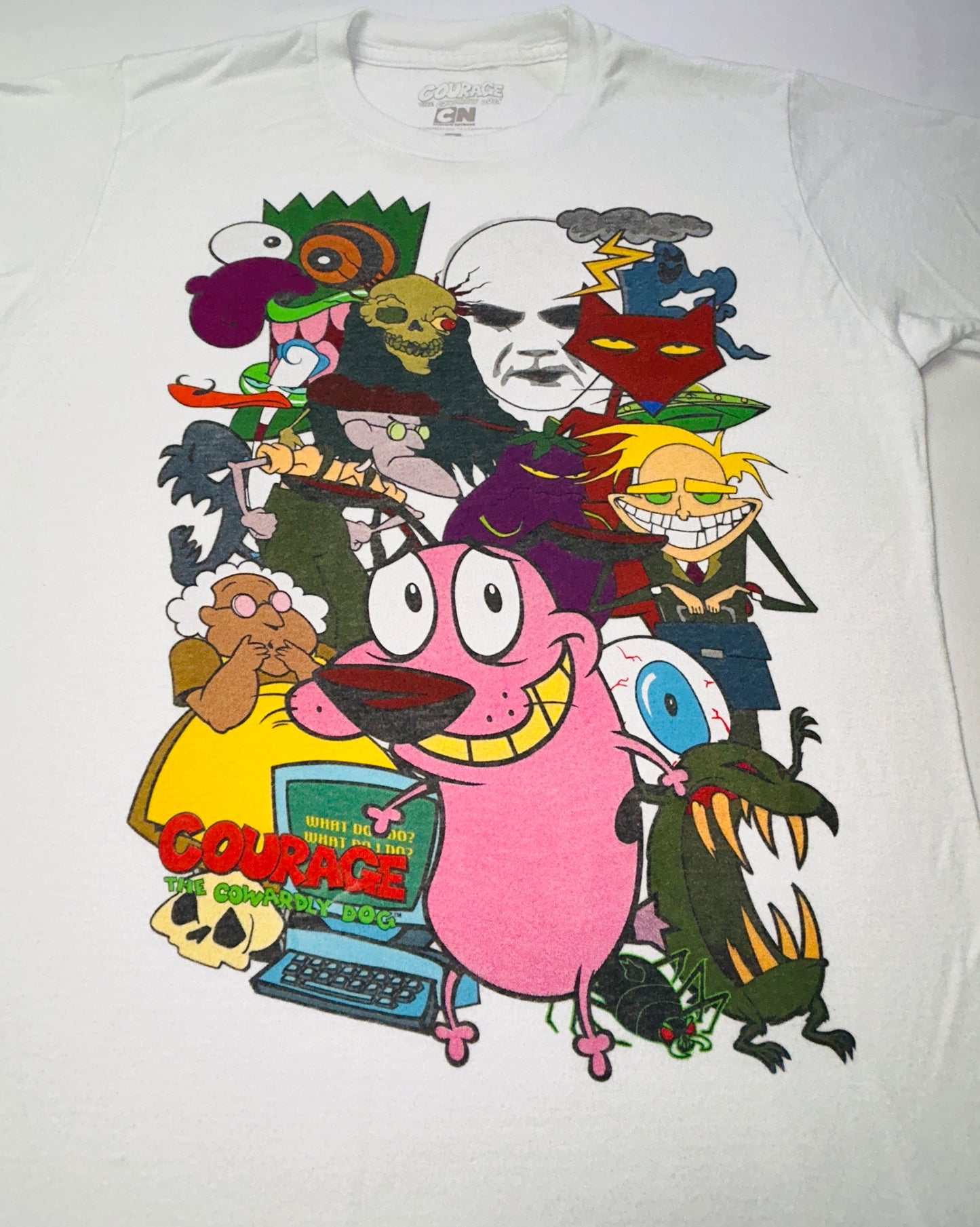 Courage The Cowardly Dog Cartoon Network Graphic T Shirt White Small