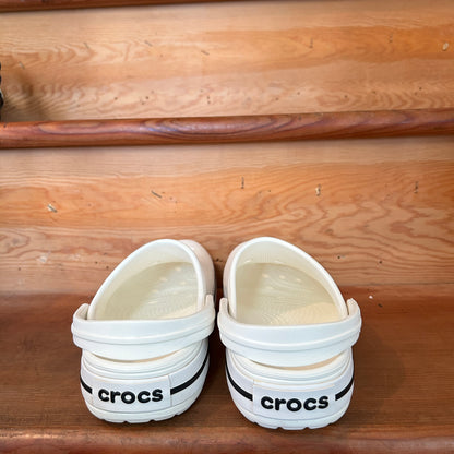 Crocs Classic Clog White Black Stripe Unisex Comfort Shoes Size M7 W9 Preowned