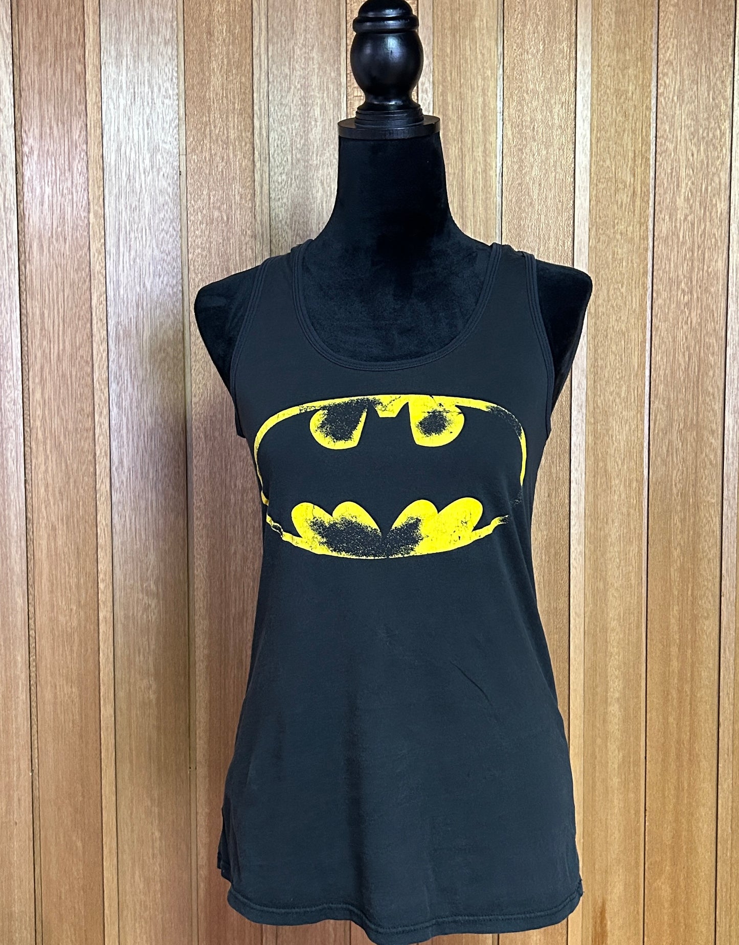 Batman Logo Racerback Tank Top Black Graphic DC Comics Women's Size Small