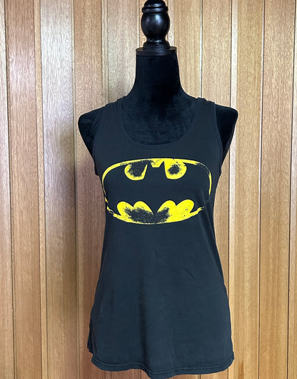 Batman Logo Racerback Tank Top Black Graphic DC Comics Women's Size Small