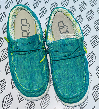 Hey Dude Boys Blue Wally Youth Loafer Chambray Shoes Youth 3