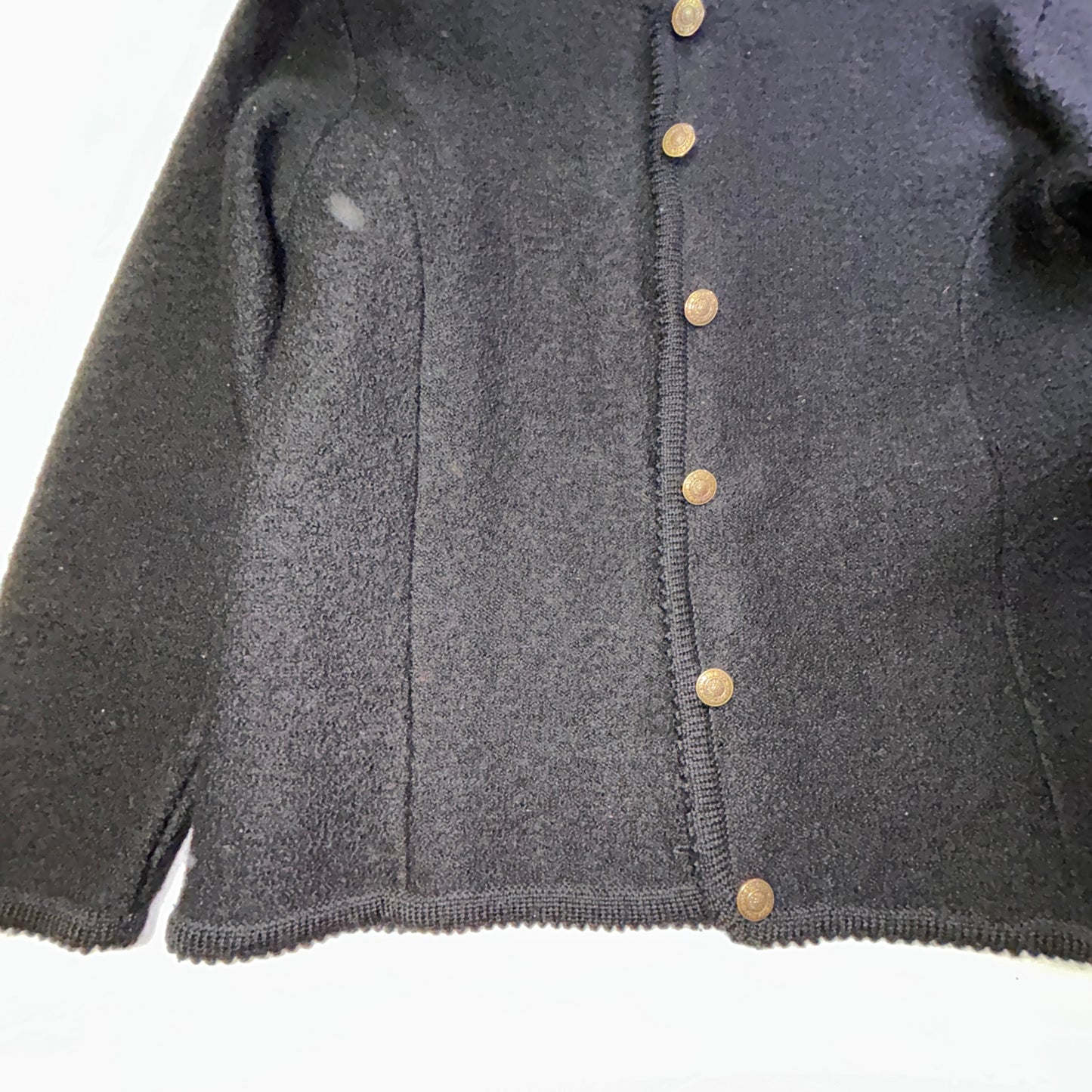 Vintage Tally-Ho Black Knit Cardigan Sweater Gold Button Front Women's